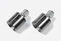 Two Tamiya TT-01 ball differential cup joints for universal drive shafts, shown side-by-side on a white background.