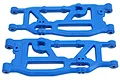Two blue RPM rear lower suspension arms for RC vehicles, shown from a top-down perspective against a white background.