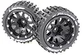 Two Louise ST-Pioneer 3.3 inch RC monster truck tires mounted on black beadlock-style rims against a white background.