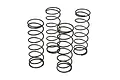 Four black metal coil springs for Losi DBXL RC car suspension arranged on a white background.
