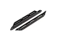 Two black plastic chassis nerf bars for a Traxxas Maxx RC vehicle, shown from an angled perspective against a white background.