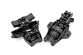 Two black plastic rear bulkhead components for a Traxxas Maxx RC car, shown from different angles against a white background.