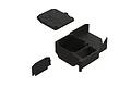 ARRMA radio box set including the main housing, lid with ARRMA logo, and a small side cover, all in black plastic.
