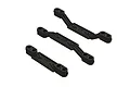 Three black ARRMA body post mount components of varying lengths arranged diagonally on a white background.