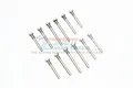 A set of 12 stainless steel suspension arm screw pins for RC cars, arranged in rows against a white background with a GPM Racing logo watermark.