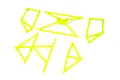 A set of five neon yellow plastic roll cage components for an ARRMA 1/7 Mojave RC vehicle, laid out on a white background.