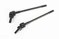 Two black metal universal drive shafts for Axial RC vehicles, shown against a plain white background.