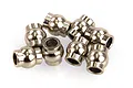 A cluster of eight small, silver-coloured metal pivot balls for RC vehicles arranged on a white background.