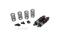 A set of two Yeah Racing 65mm Big Bore RC shock absorbers with extra springs, mounting hardware, and plastic spacers on a white background.