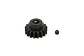 A black steel 17T pinion gear for RC cars, shown with a small grub screw on a white background.
