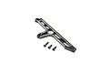 Black aluminium front chassis brace for Losi DBXL-E 2.0 with three included mounting screws on a white background.
