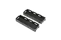 Two black plastic battery trays for the Losi DBXL-E 2.0 RC vehicle, shown from a high-angle perspective on a white background.