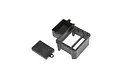 A black plastic radio tray set for the Losi DBXL-E 2.0 RC car, shown with the main housing and a separate lid on a white background.