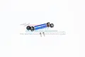 GPM Racing blue aluminium and steel centre rear drive shaft for TRX-6, including two small grub screws, shown on a white background.