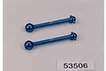Two blue anodized aluminium 39mm RC universal drive shafts with a small label showing 53506 on a plain background.