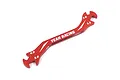 A red anodized aluminium Yeah Racing turnbuckle spanner with four different size slots labeled 3.0, 4.0, 5.0, and 5.5.