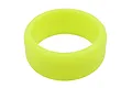 A bright yellow circular transmitter steering wheel grip made of soft foam or rubber material.