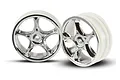 Two chrome-finished 2.2-inch Tracer rims for Traxxas RC vehicles, shown against a white background.