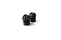 Four black Axial KMC Machete 1.0 inch RC rims stacked on a white background.