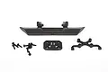 Axial SCX24 JLU rear bumper, body hinge, and associated mounting hardware on a white background.