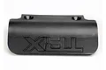 A black Traxxas front bumper spare part with the TRX logo embossed on the front surface.