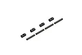 A set of four small metal pins and four small metal barrels for ARRMA RC drivetrain components, arranged on a plain white background.