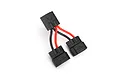Traxxas ID parallel battery adapter with one male connector and two female connectors joined by black and red 16AWG wires.
