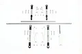 GPM Racing silver aluminium sway bar upgrade kit for RC vehicles, including sway bars, arms, turnbuckles, screws, and a drill bit on a white background.