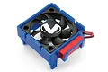Traxxas Velineon VXL-3s ESC cooling fan with a blue plastic housing, black fan blades, and a red connector.