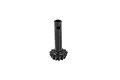 A black metal helical pinion gear with an extended shaft for an RC vehicle differential, shown against a plain white background.