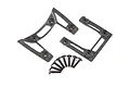 Traxxas Rustler 4x4 body reinforcement set including two black plastic structural braces and a set of six black mounting screws.