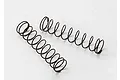 Two black metal coil springs for RC car shock absorbers on a white background.
