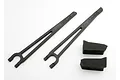 Traxxas battery hold down bars and foam spacers for RC vehicles.
