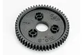 A black plastic 56-tooth spur gear for Traxxas RC vehicles, showing the 0.8 module pitch marking.