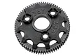 A black Traxxas 76T 48P spur gear for RC vehicles, shown from a top-down studio perspective.