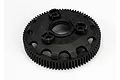 A black plastic 83-tooth spur gear for Traxxas RC vehicles, showing the gear teeth and mounting points on a white background.
