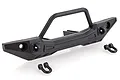 A black plastic RC front bumper with a bull bar and two separate D-ring shackle attachments on a white background.