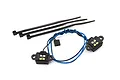 Traxxas TRX-6 LED rock light harness featuring two LED light modules connected by blue and black wiring, with three included black zip ties.