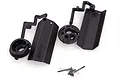 RPM black shock shaft guards for 1/5 scale RC vehicles, including plastic parts on sprues and a small bag of mounting screws.