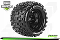 A single Louise 3.8 inch MT-Uphill MFT RC monster truck tyre pre-glued to a black multi-spoke wheel, shown against a white background.