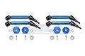 GPM Racing blue aluminium and steel drive shaft set for RC cars, including four shafts, 17mm wheel hexes, bearings, and hardware.