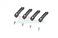 Four black aluminium door handles and four small silver screws for a Traxxas TRX-6 RC car, displayed on a white background with a GPM Racing logo.
