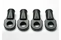 Four black plastic Traxxas rod ends arranged in a row on a white background, with two marked with the number 8 and two marked with the number 4.