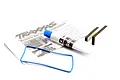 Traxxas Receiver Box Seal Kit 5625 including a blue rubber gasket, a tube of silicone grease, two foam strips, and an instruction sheet.