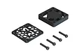 ARRMA 50x50mm motor cooling fan kit including a black plastic fan, a matching honeycomb-patterned fan guard with ARRMA logo, and four mounting screws.
