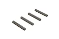 Four identical cylindrical metal drive pins arranged in a diagonal row against a white background.
