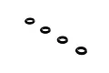 Four small black rubber O-rings arranged in a diagonal line against a plain white background.