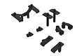 A set of black plastic RC body mount components for the ARRMA 1/5 Kraton 8S BLX, displayed against a white background.