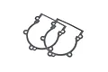 Two grey paper-like crankcase gaskets for a Rovan 71cc RC engine, shown against a plain white background.