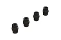 Four black ARRMA pivot balls arranged in a diagonal line against a white background.